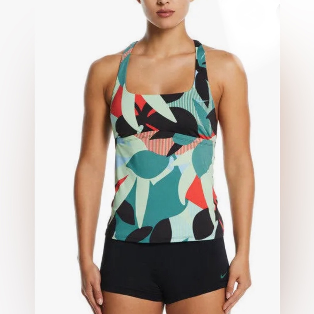 Nike‎ Women's Square Neck jungle Floral Tankini swim top size small new